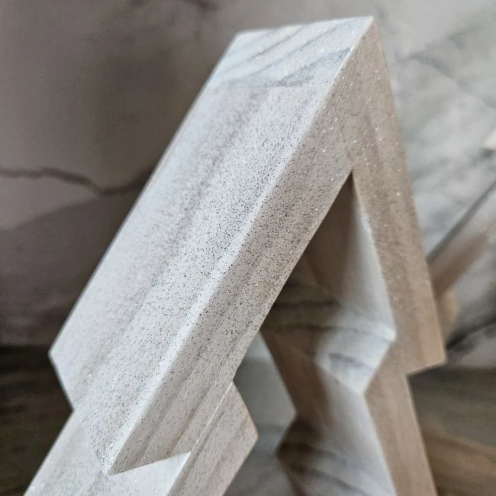 White Nested Wood Christmas Trees Handcrafted Holiday Decor - Picture 4 of 5